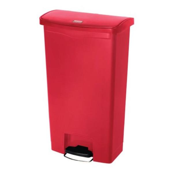 Can Trash Slim Jim Rsn 18gal Step-On Pedal Hinge Lid Frnt Stp Red Rectangle Each